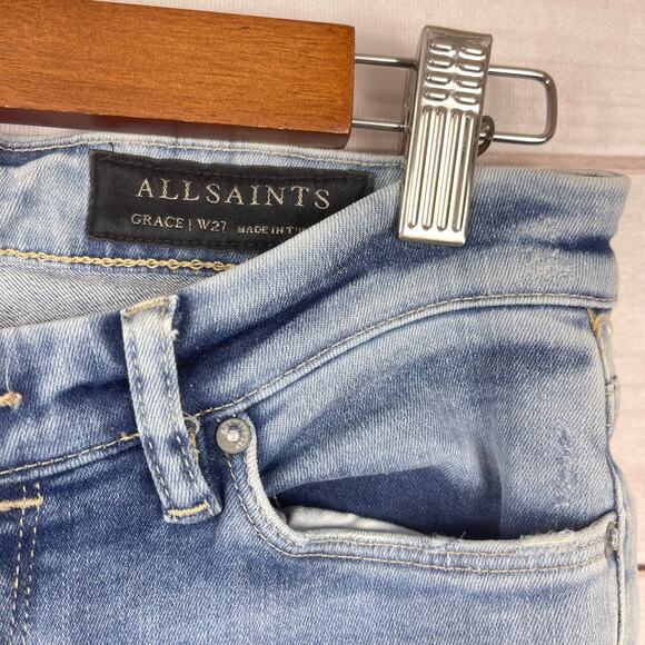 All Saints Jeans Womens 27 Grace Ankle Stretch Skinny Blue Denim‎ pockets - Picture 3 of 6